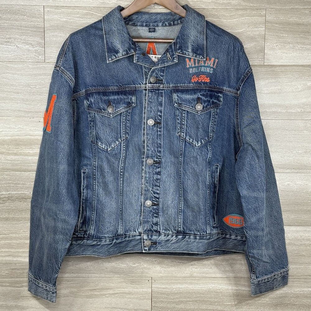 Miami Dolphins NFL American Eagle Denim Jean Jacket Football 1966 Mens XXL NWT
